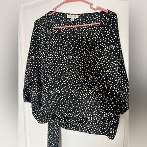 She + Sky Black and White Speckled Blouse